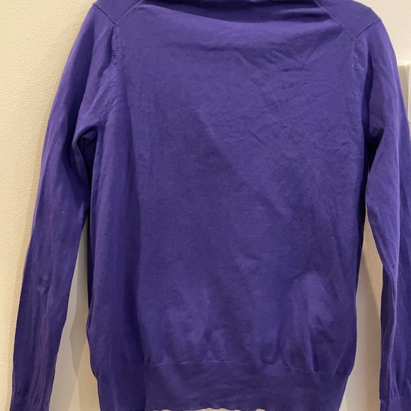 Lands' End | Matching Cardigan Sweater Set | Purple | Women's medium, cotton - Picture 8 of 11